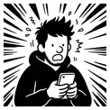スマホを見て驚く男性